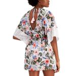 Miken Swim Cover Caftan Sheer Crochet Floral White Green Pink XS Photo 1