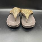 FitFlop  Womens Lulu Glitter Toe Post‎ Strap Leather Sandals Flip Gold Size 10 Photo 1
