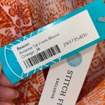 Beacon Womens Avianna Tie Front V Neck Hi Low Blouse Top Orange Medium NWT Photo 4