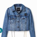 Desigual -  cropped denim jacket embellishments power spellout Photo 1