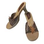 Fioni  90's Y2K Vintage, Brown Leather Floral Open Toe Heel 8.5 Photo 6
