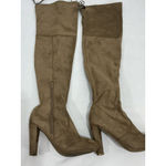 Wild Diva Womans Size 6.5 Brown Faux Suede Otk 1/4 Zip Block Heel Boots Photo 2