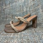 Kaanas  Ariana Braided Heeled Sandals in Champagne Croc Photo 2