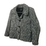 Rafaella  Ladies Button Down Wool Blend Career Layering Black White Jacket SZ 12 Photo 2