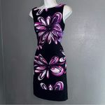 AB Studio  Little Black Purple Floral Formal Party Pencil Dress Womens Small 4 Photo 1