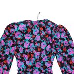 ZARA Mini Dress Womens XS V-Neck Floral Draped Long Sleeve Padded Shoulders 80s Photo 13