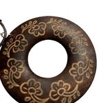 Large Lightweight Pierced Dangle Hook Wood Earring Necklace Set u Handmade Boho Brown Photo 3