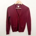 J. CREW | Maroon Merino Wool Cardigan Button Up Sweater Long Sleeve Soft | Small Red Photo 0