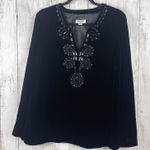 Talbots  Tunic Top 8 Black Velvet Beaded Silk Blend Formal Dressy Modest‎ Mature Photo 0