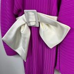 Solace London  Tanzy Fuchsia Pleated White Bow Long Sleeve Mini Cocktail Dress Photo 13