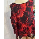 Bisou Bisou Women's Black Rose Cold Shoulder Long Sleeve Shirt Top SZ 0X Photo 4
