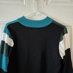 Carol Rose  Sweater Womens Size Large Colorblock 3/4 sleeve Blouse V Neck Zipper Photo 4