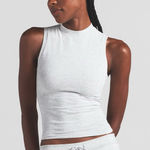 SKIMS  Light Pink Mock Neck Cotton Jersey Tank Crop Size S Lounge Photo 0