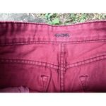 BDG  Low Rise Dolphin Denim Shorts Women's 29 Burgundy Distressed‎ Frayed Hem Photo 5