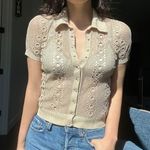 Vintage Crochet button up short sleeve shirt Photo 6