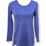 Isaac Mizrahi Henley T-Shirt Long Sleeve 3 Button Navy Blue Women's XS NWT Photo 0