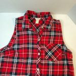 Forever 21 red, black and white tartan plaid sleeveless shirt size M Photo 2