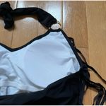 One Piece Fringe Halter Neck Black Swim Suit Womens Size Large Photo 5