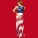 Kivenst high fashion patriotic flag inspired long sleeveless dress!! Red Size L Photo 3