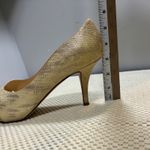 Kate Spade New York Billie Peep Toe Heels Gold Snakeskin Leather Pumps Size 7 Photo 8
