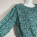 Vintage Blouson Dress Blue Roses Floral Pleated Skirt Women Plus Size Retro 90s Photo 10