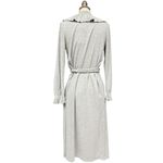 Chaser  Ruffle Trim Belted Cardigan Medium Gray Ribbed Knit Longline Open Front Photo 6