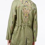 Jessica Simpson Blazer Finn Draped Embroidered Jacket Size Small S Olive Green Photo 0