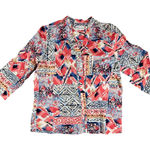 Alfred Dunner Womens Top Size 14 Button Front 3/4 Sleeve Colorful Print Photo 0