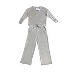 Macy's Roudelain Long Sleeve Ribbed Velour Pajama Set Grey Size M Soft Cozy Photo 2