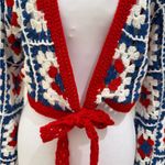 Francesca's Collections Red, Blue, and White Crochet Cardigan Red Size M Photo 1
