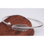 Boutique NEW Feather Cuff Bangle Bracelet 925 Sterling Silver Adjustable Photo 11