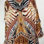 Peter Nygard Animal Print Abstract Tunic Top Sz Large Half Zip Blouse Photo 12