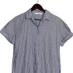ZARA  Skipper Stripped Collared Cuffed Short Sleeve Button Coverup Shirt Dress S Photo 2