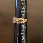 Bold .925 Sterling Silver Gold Vermeil Diamond Chip Band Ring | Size 6.5 Photo 6