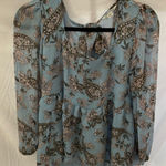 American Eagle : Y2K/flowy, sheer top-paisley print- Blue/pink colored- M Photo 0