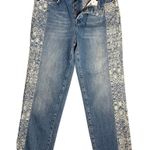 Free People We The Free Tribal Aztec Side Stripe Boyfriend Raw Hem Jeans Size 26 Photo 6