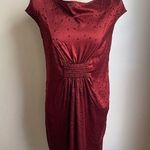Manila Grace Silk Stretch Velvet Floral Dress Red Burgundy Made in Italy Medium Photo 0