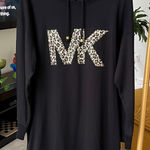 Michael Kors Black Hoodie dress with Leopard MK Logo Photo 0