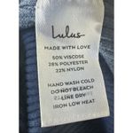 Lulus Blue Ribbed Knit Long Sleeve Midi Dress Sz S Ruched Front Bodycon Slit Photo 5