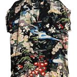 Citron Santa Monica Silk Oriental Japanese button up top 100%silk size 1X Black Photo 0