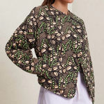 ALC Frank A.L.C. Emory Chocolate Brown Peach Green Quilted Asymmetrical Jacket‎ Small NEW Photo 0