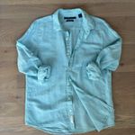 Perry Ellis  Linen Cotton Blend Coastal Blue Button Down Shirt Size Medium Photo 1