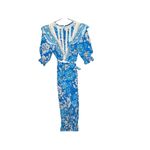 Farm Rio  Blue Floral Pattern Full of Flowers Tapered Fit Jumpsuit Size XS Photo 4