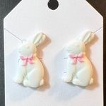 Handmade White Bunnies Easter Stud Earrings New Photo 1