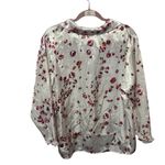 Oscar de la Renta  Floral Satin Blouse - Cream and Red Photo 2