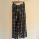 NWT Savage x Fenty Pajama Bottoms Tie Up Tartan Open Back PJs Pants Lingerie Blue Photo 1
