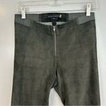 Alice + Olivia 100% Lamb Skin Sued Charcoal Grey Zip Front Legging/Pants Size 4 Photo 2