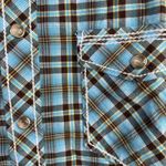Panhandle Size M Shirt Rough Stock Slim Fit Plaid Pearl Snap Long Sleeve Women’s Blue Size M Photo 2