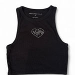 Aeropostale Black cropped tank top with rhinestone flaming heart size M Photo 0