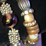 Lot of 2 Silver Tone Beaded Glass Beads Boho Stretchy Bracelets Photo 4